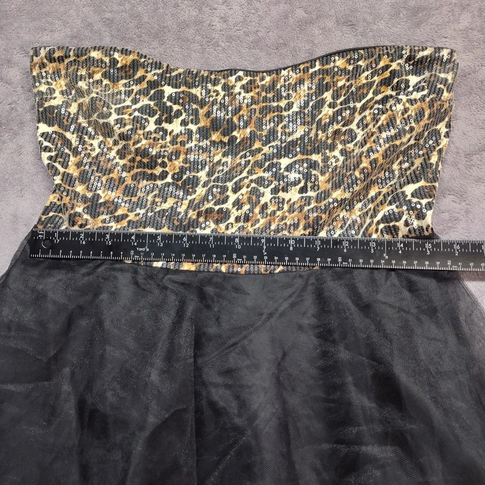 Reign On dress juniors 15/16 strapless sequin frilly cheetah dance event formal